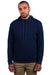 Next Level 9304 Mens Sueded French Terry Hooded Sweatshirt Hoodie w/ Pouch Pocket Midnight Navy Blue Model Front