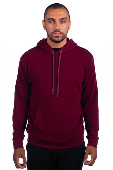 Next Level 9304 Mens Sueded French Terry Hooded Sweatshirt Hoodie w/ Pouch Pocket Maroon Model Front