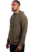 Next Level 9304 Mens Sueded French Terry Hooded Sweatshirt Hoodie w/ Pouch Pocket Military Green Model Side