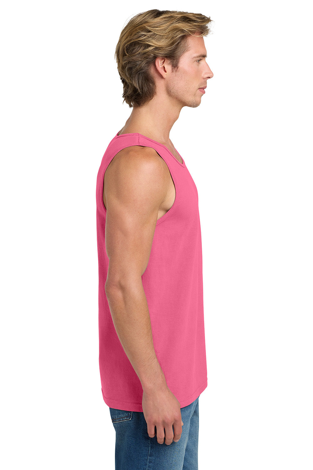 Comfort Colors 9360/C9360 Mens Tank Top Crunchberry Pink Model Side