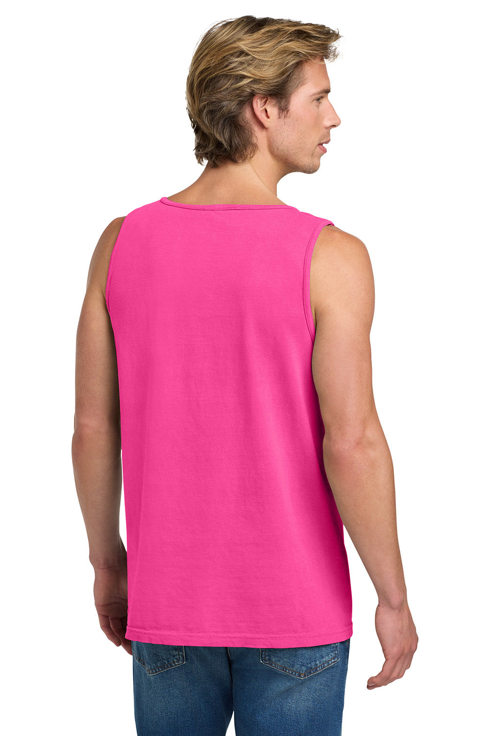 Comfort Colors 9360/C9360 Mens Tank Top Neon Pink Model Back