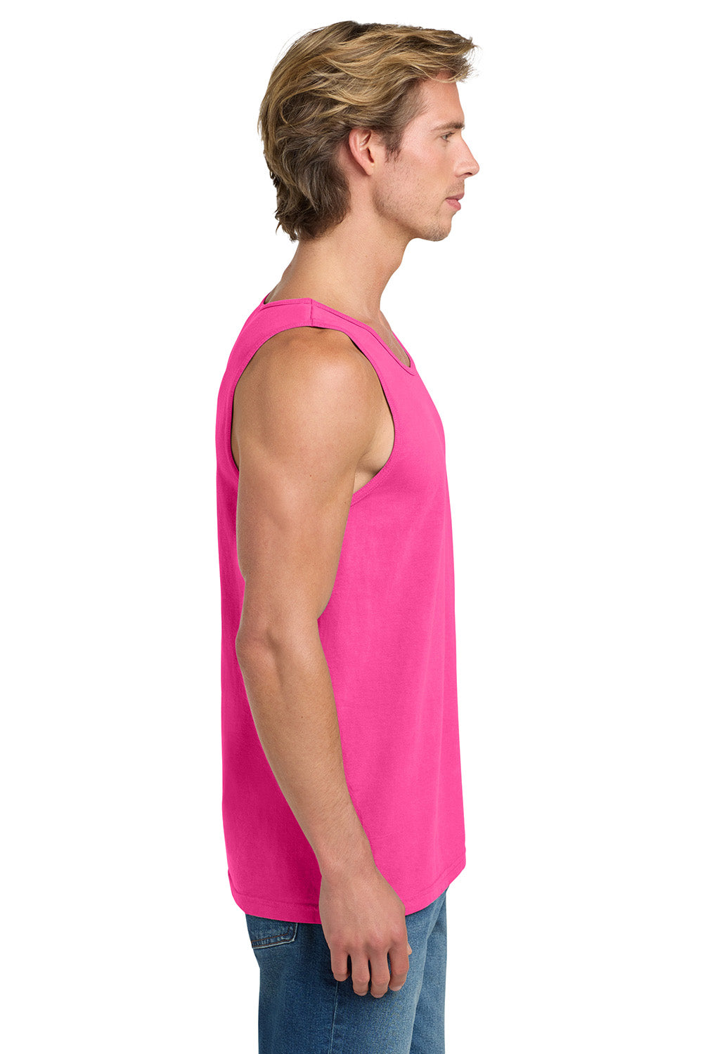 Comfort Colors 9360/C9360 Mens Tank Top Neon Pink Model Side