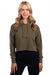 Next Level 9384 Womens Cropped Hooded Sweatshirt Hoodie Military Green Model Front