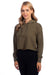 Next Level 9384 Womens Cropped Hooded Sweatshirt Hoodie Military Green Model Side