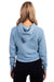 Next Level 9384 Womens Cropped Hooded Sweatshirt Hoodie Stonewashed Denim Blue Model Back