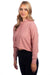 Next Level 9384 Womens Cropped Hooded Sweatshirt Hoodie Desert Pink Model Side