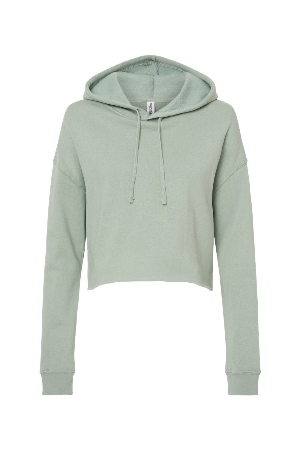 Independent Trading Co. AFX64CRP Womens Crop Hooded Sweatshirt Hoodie Sage Green Flat Front