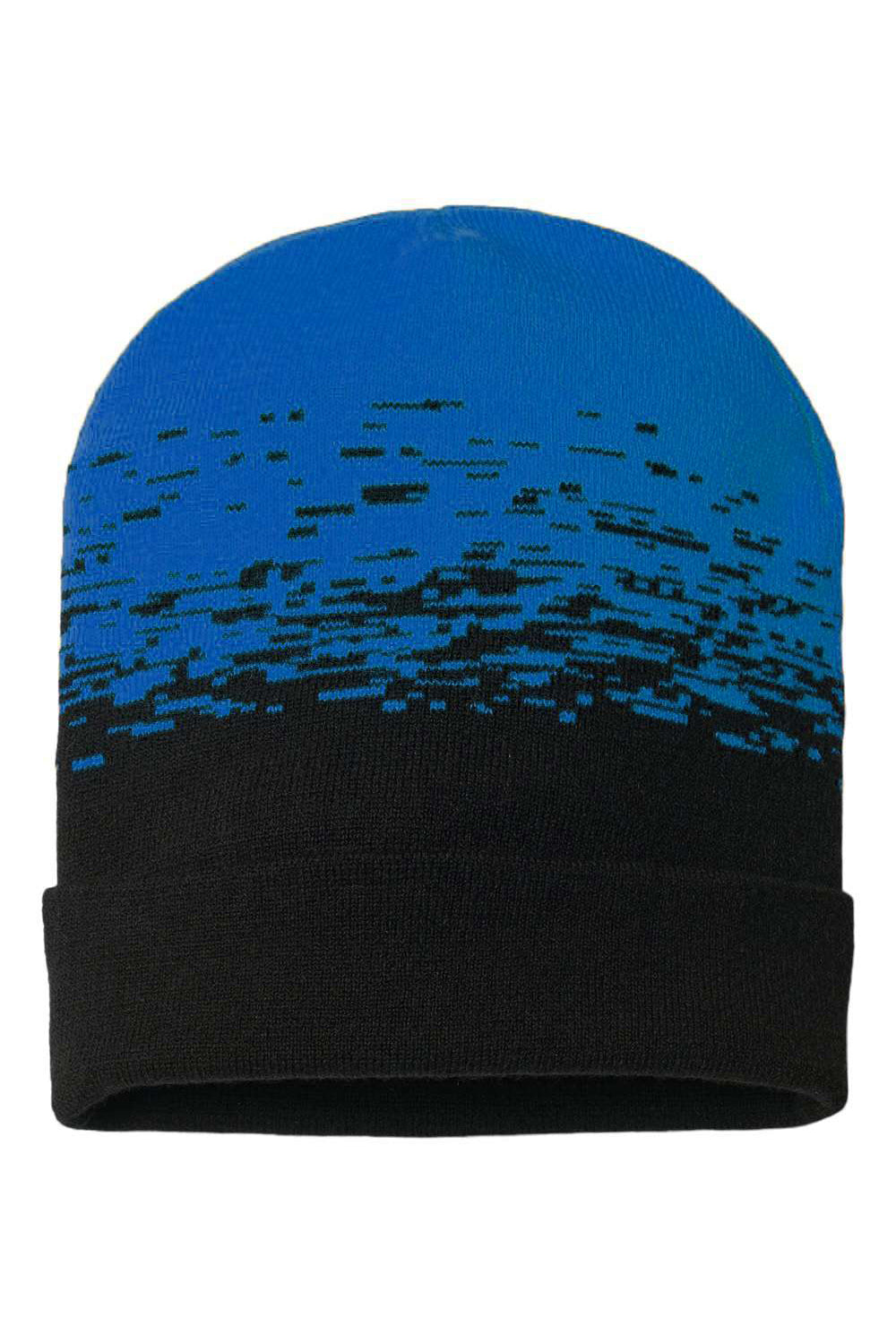 Cap America RKS12 Mens USA Made Static Cuffed Beanie Black/True Royal Blue Flat Front