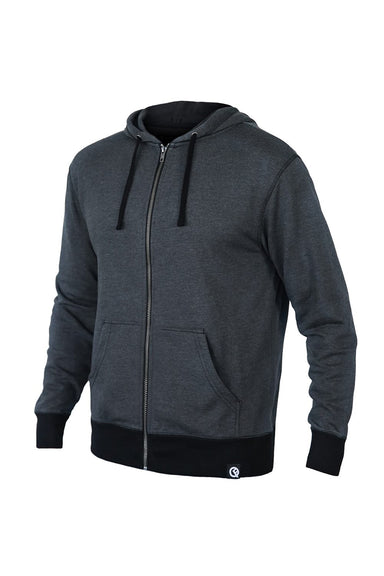 Quikflip MAFZH-R1 Mens 2-in-1 Hero Classic Full Zip Hooded Sweatshirt Hoodie Gunmetal Grey Flat Front