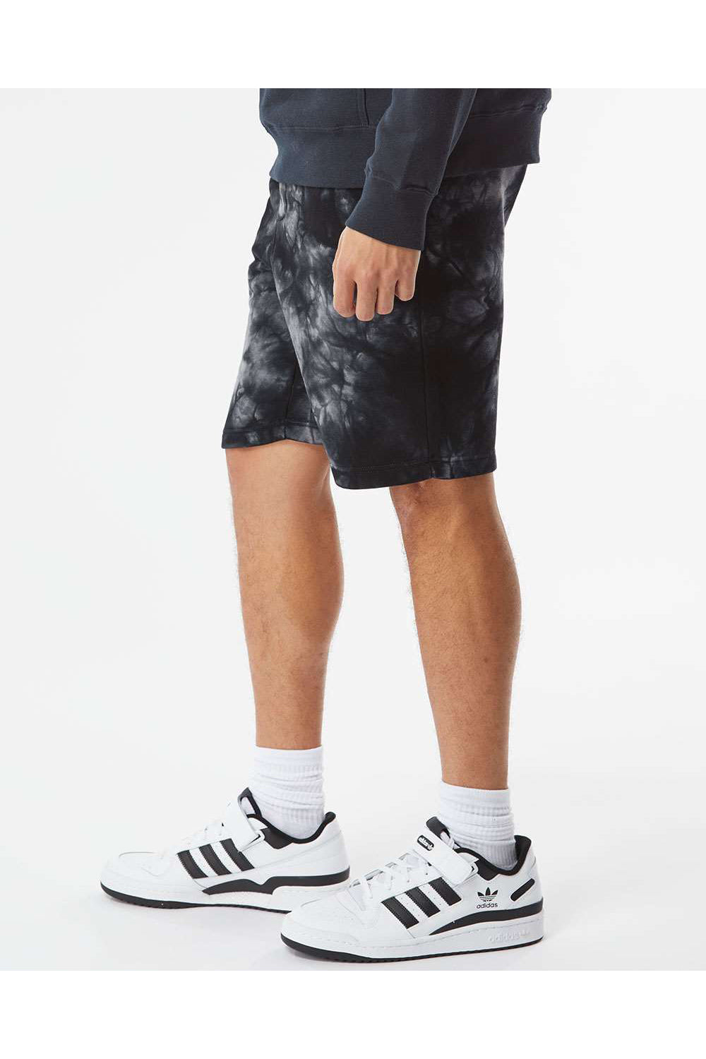 Independent Trading Co. PRM50STTD Mens Tie-Dye Fleece Shorts w/ Pockets Black Model Side