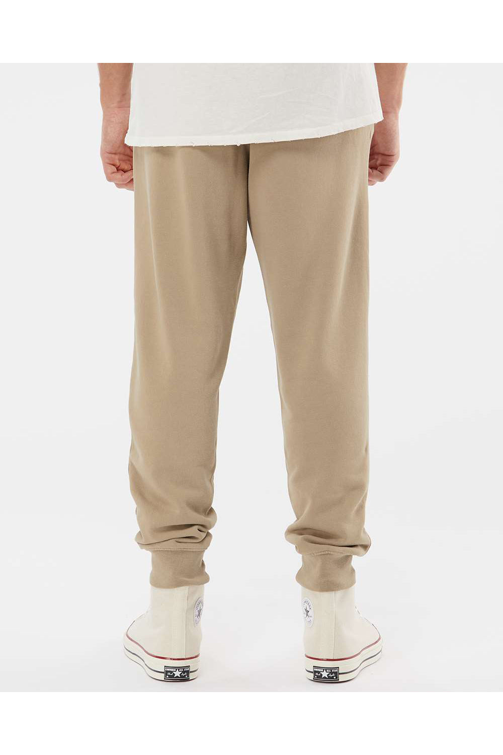 Independent Trading Co. PRM50PTPD Mens Pigment Dyed Fleece Sweatpants w/ Pockets Sandstone Brown Model Back