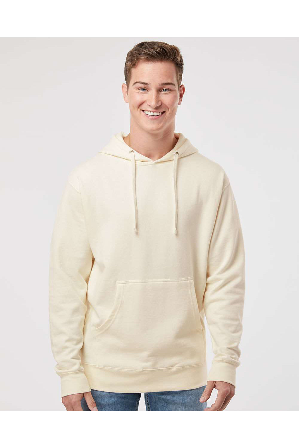 Independent Trading Co. SS4500 Mens Hooded Sweatshirt Hoodie Bone Model Front