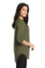 Port Authority LW701 Womens 3/4 Sleeve V-Neck T-Shirt Deep Olive Green Model Side