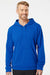 Adidas A432 Mens Fleece Hooded Sweatshirt Hoodie Collegiate Royal Blue Model Front