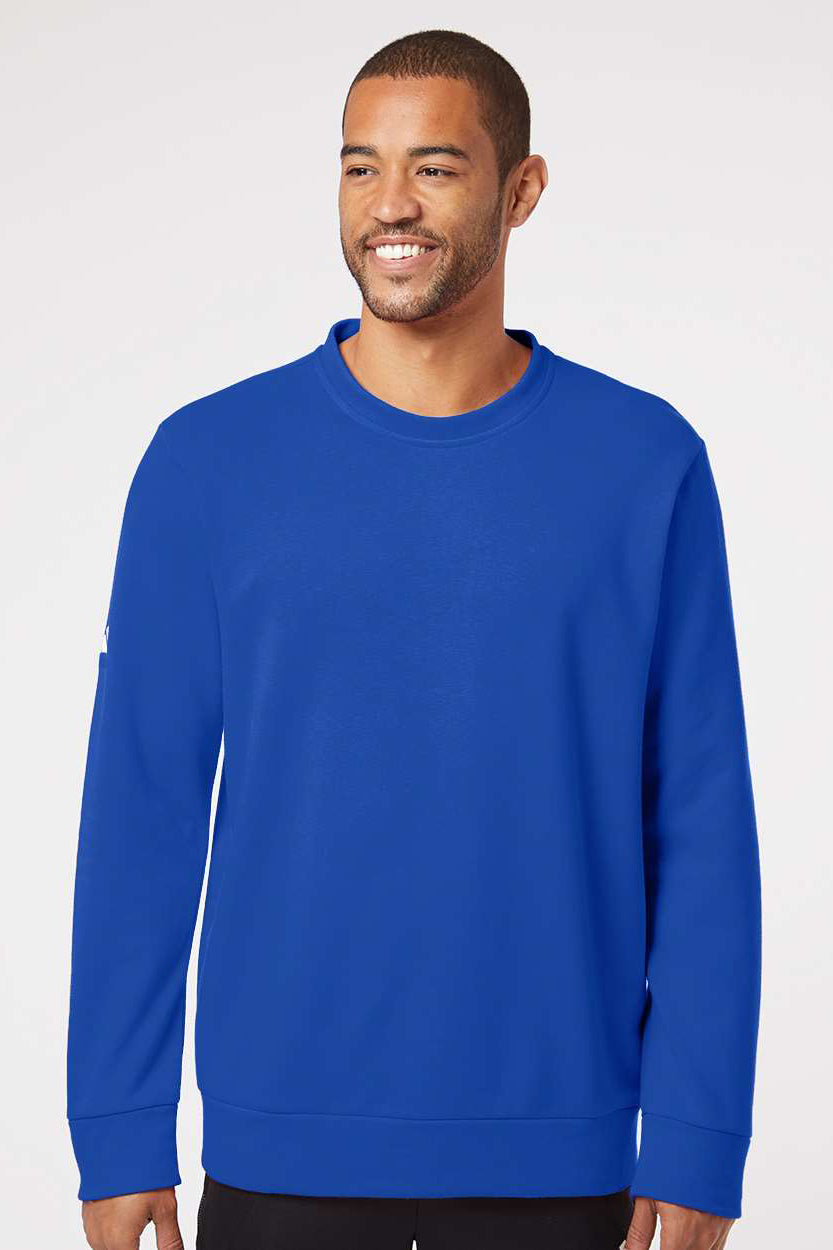 Adidas A434 Mens Fleece Crewneck Sweatshirt Collegiate Royal Blue Model Front