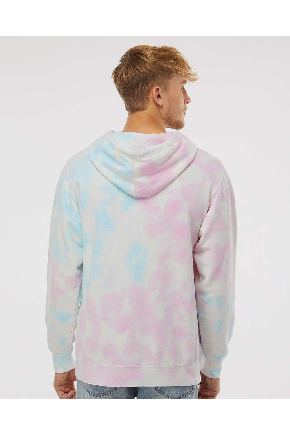 Independent Trading Co. PRM4500TD Mens Tie-Dye Hooded Sweatshirt Hoodie Cotton Candy Model Back