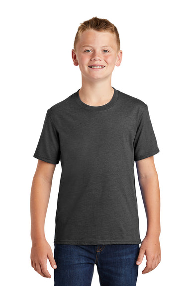 Port & Company PC455Y Youth Fan Favorite Short Sleeve Crewneck T-Shirt Heather Black Model Front