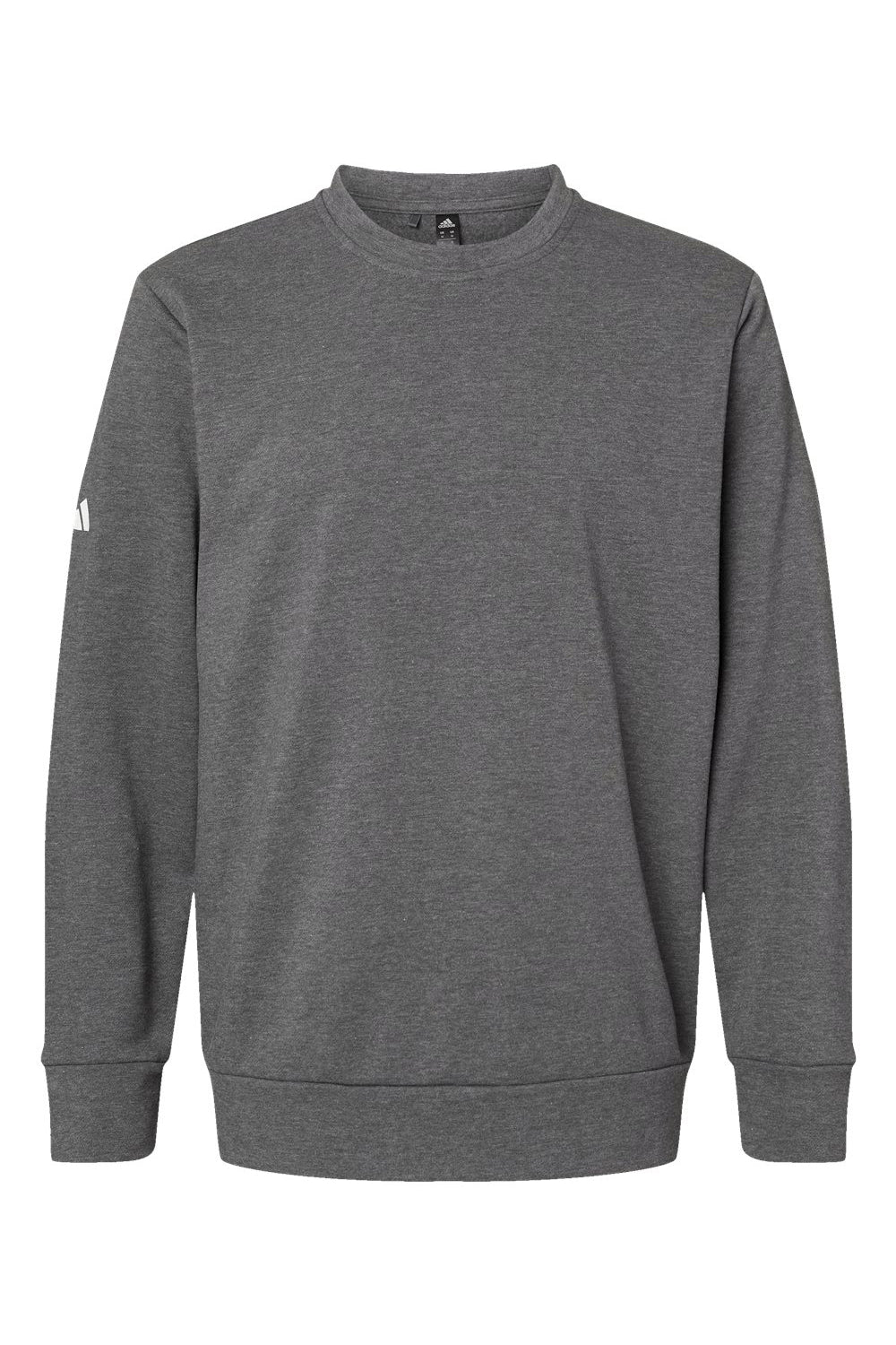 Adidas A434 Mens Fleece Crewneck Sweatshirt Heather Dark Grey Flat Front