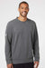 Adidas A434 Mens Fleece Crewneck Sweatshirt Heather Dark Grey Model Front