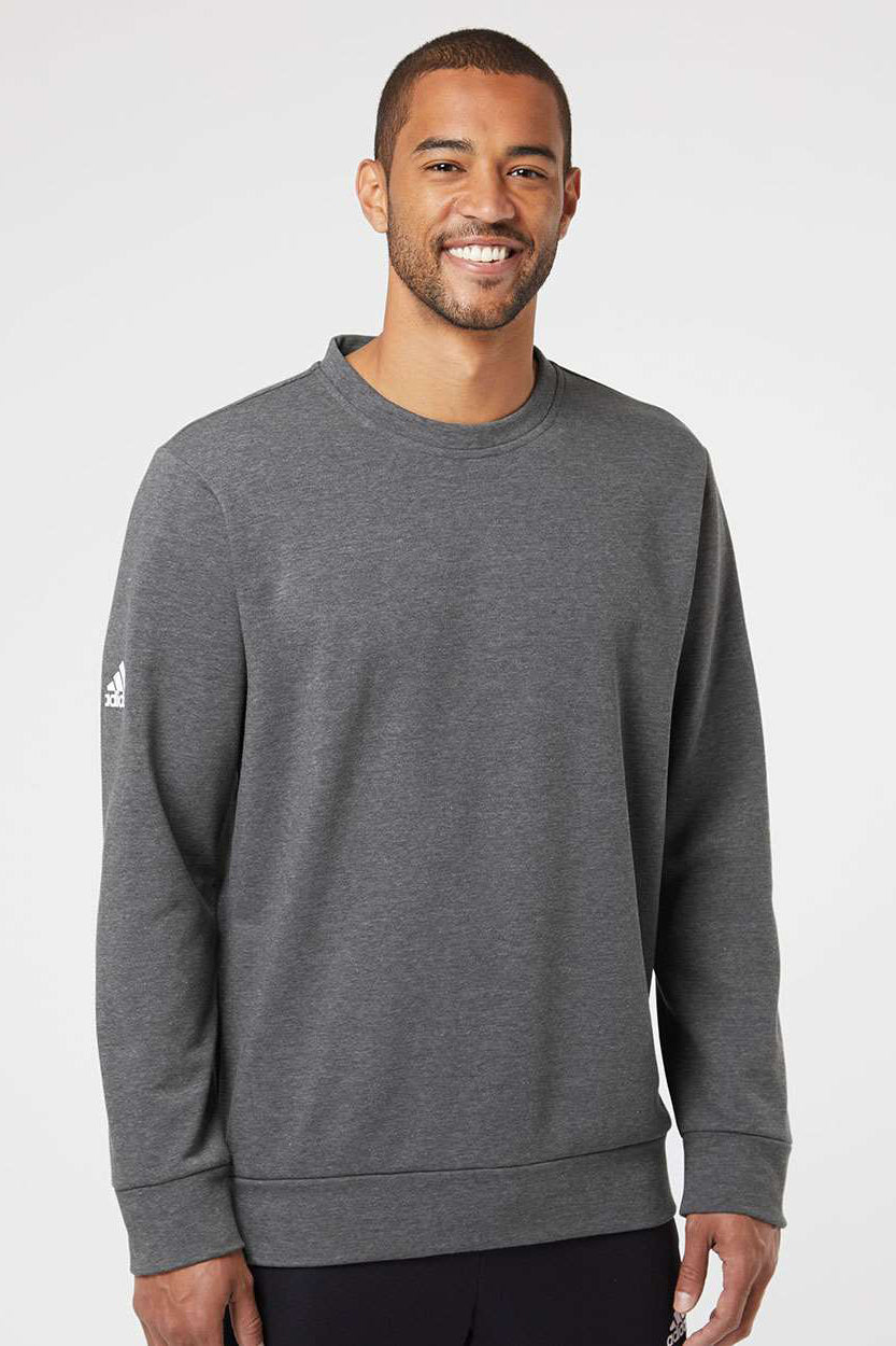 Adidas A434 Mens Heather Dark Grey Fleece Crewneck Sweatshirt BigTopShirtShop