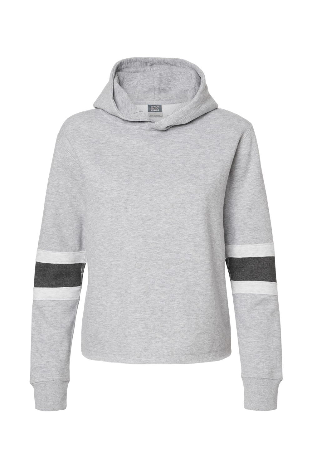 MV Sport W22135 Womens Sueded Fleece Thermal Lined Hooded Sweatshirt Hoodie Heather Grey/Ash Grey/Charcoal Grey Flat Front