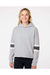 MV Sport W22135 Womens Sueded Fleece Thermal Lined Hooded Sweatshirt Hoodie Heather Grey/Ash Grey/Charcoal Grey Model Front