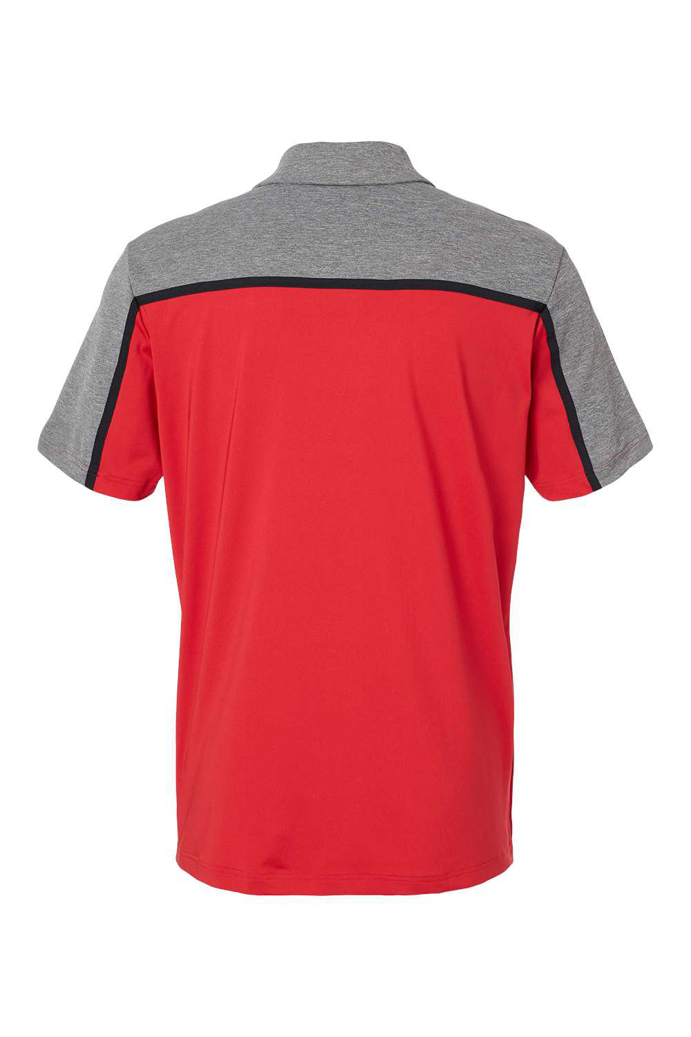 Adidas A512 Mens Ultimate Colorblock Moisture Wicking Short Sleeve Polo Shirt Collegiate Red/Black/Grey Melange Flat Back