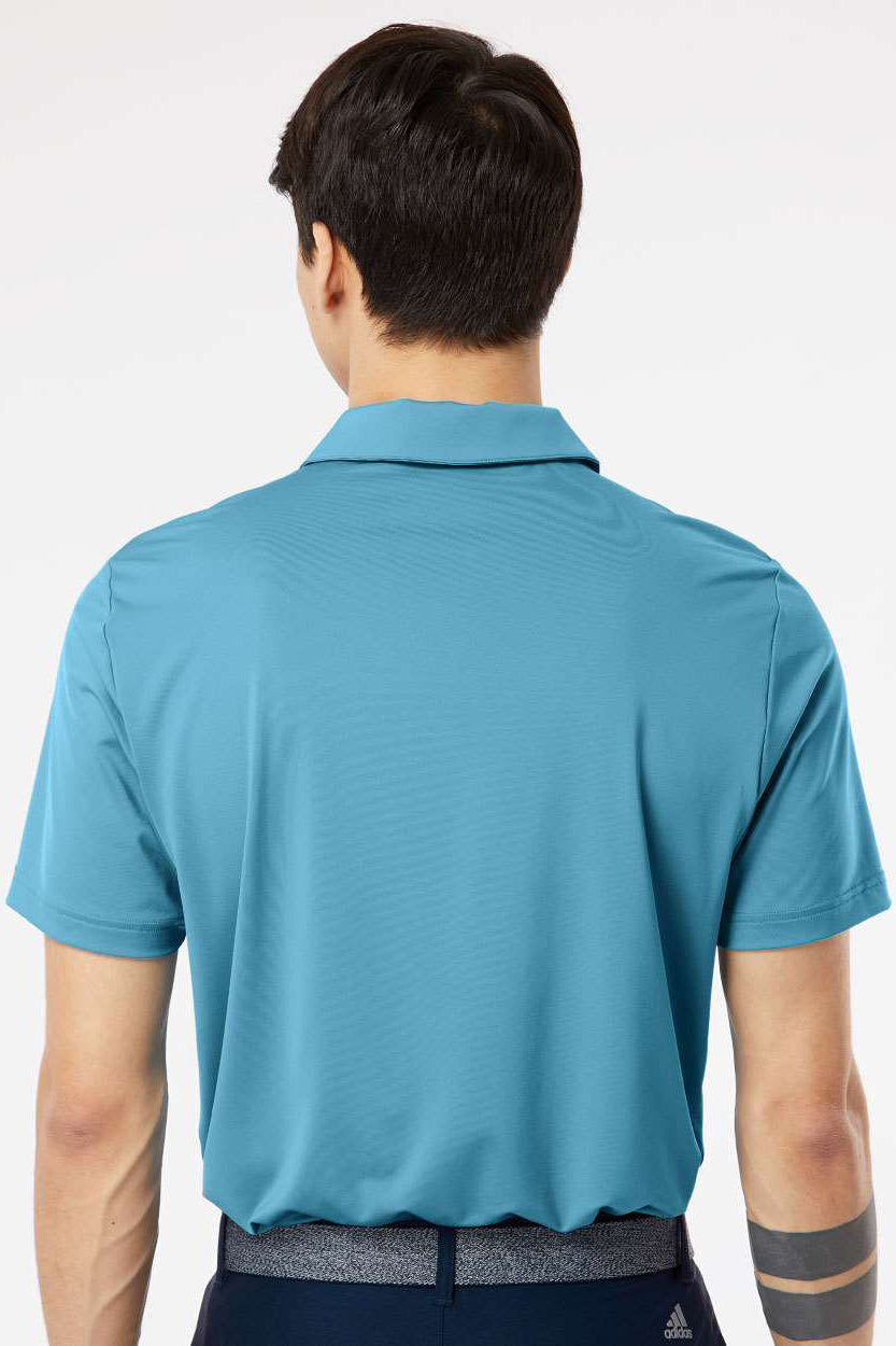 Adidas A514 Mens Ultimate Moisture Wicking Short Sleeve Polo Shirt Hazy Blue Model Back