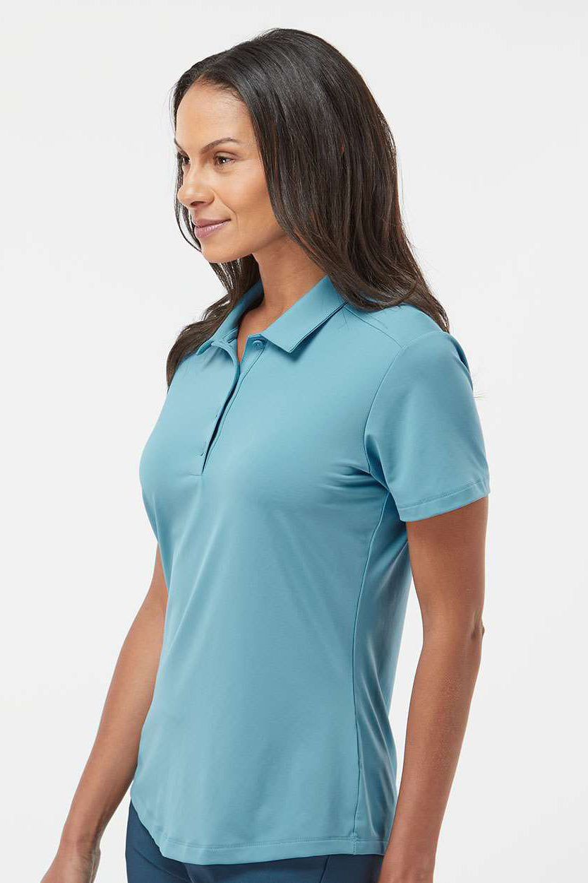 Adidas A515 Womens Ultimate Moisture Wicking Short Sleeve Polo Shirt Hazy Blue Model Side