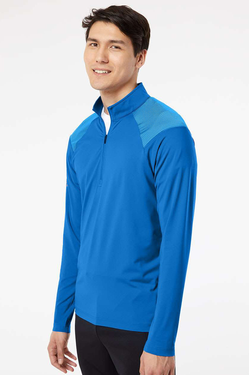 Adidas A520 Mens Shoulder Stripe Moisture Wicking 1/4 Zip Sweatshirt Glory Blue Model Side