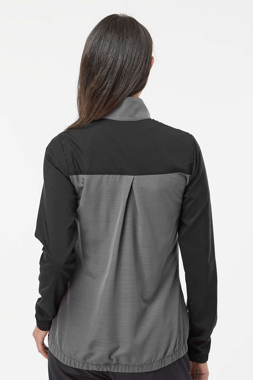 Adidas A547 Womens Colorblock Water Resistant Full Zip Windshirt Jacket Black/Heather Black Model Back