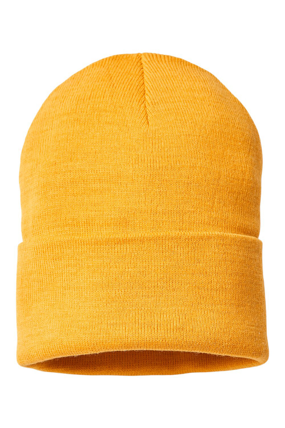 Atlantis Headwear PURE Mens Sustainable Beanie Mustard Yellow Flat Front