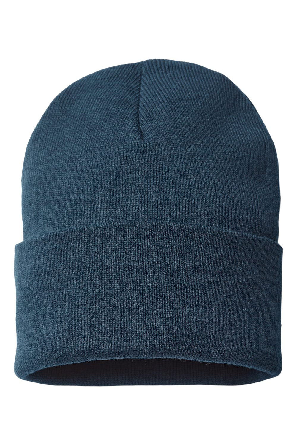 Atlantis Headwear PURE Mens Sustainable Beanie Navy Blue Flat Front