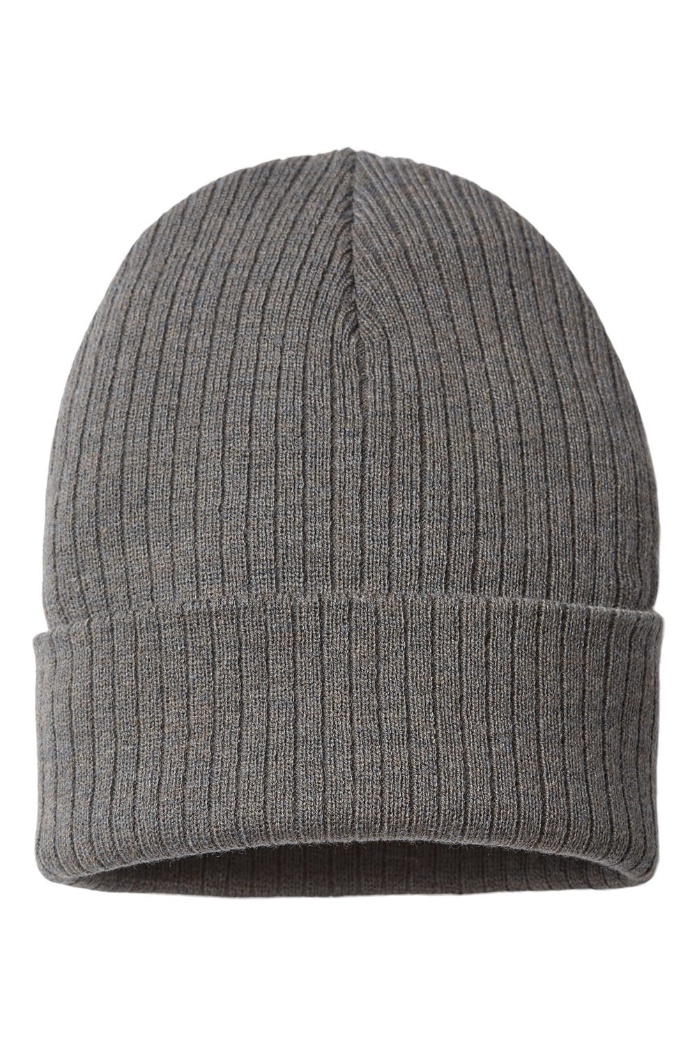 Atlantis Headwear RIO Mens Sustainable Rib Cuffed Beanie Dark Grey Flat Front