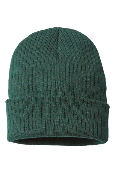 Atlantis Headwear RIO Mens Sustainable Rib Cuffed Beanie Green Bottle Flat Front