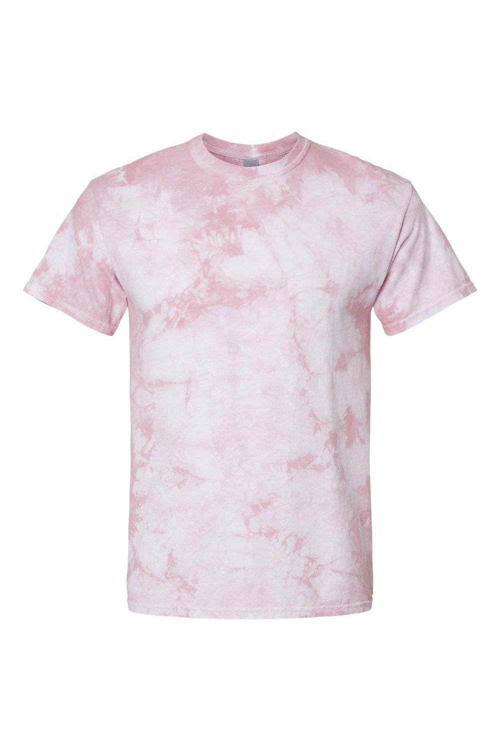 Dyenomite 200CR Mens Crystal Tie Dyed Short Sleeve Crewneck T-Shirt Rose Flat Front