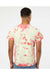 Dyenomite 200CR Mens Crystal Tie Dyed Short Sleeve Crewneck T-Shirt Coral/Soft Yellow Model Back