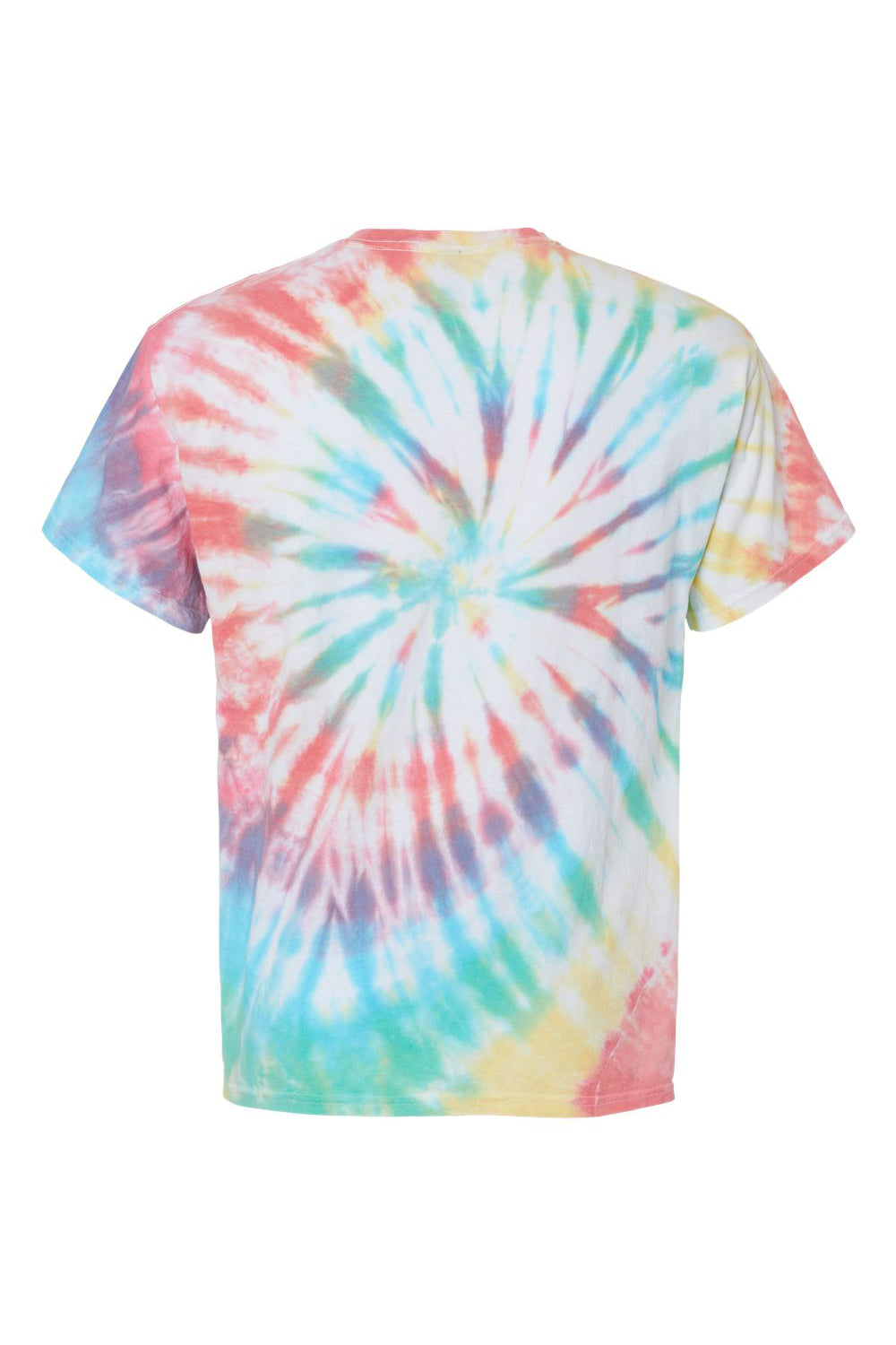 Dyenomite 200MS Mens Spiral Tie Dyed Short Sleeve Crewneck T-Shirt Prism Flat Back