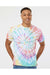 Dyenomite 200MS Mens Spiral Tie Dyed Short Sleeve Crewneck T-Shirt Prism Model Front