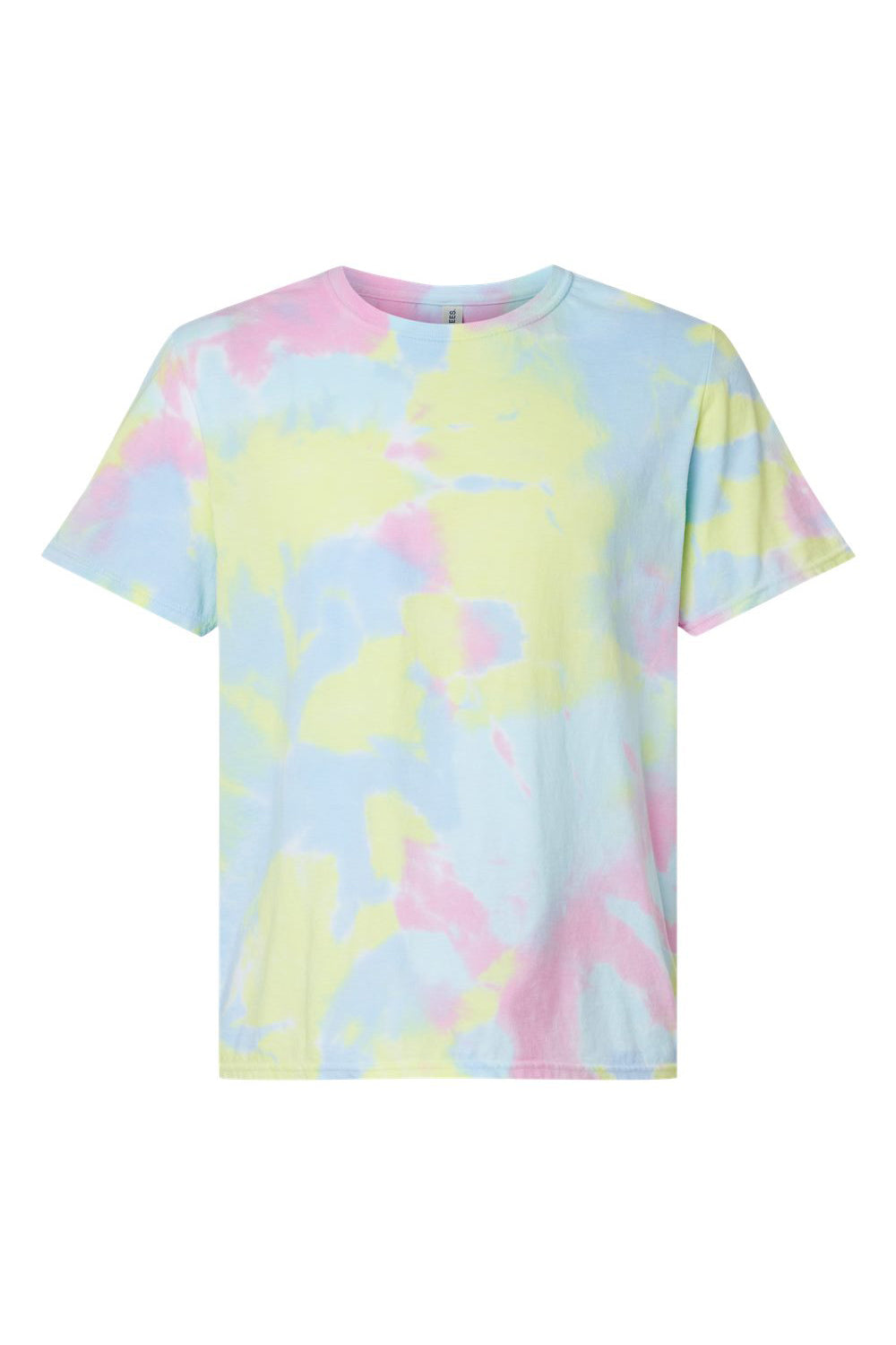 Dyenomite 650DR Mens Dream Tie Dyed Short Sleeve Crewneck T-Shirt Pastel Rainbow Flat Front