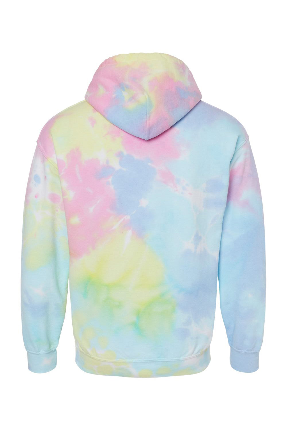 Dyenomite 680VR Mens Blended Tie Dyed Hooded Sweatshirt Hoodie Pastel Rainbow Flat Back