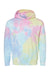 Dyenomite 680VR Mens Blended Tie Dyed Hooded Sweatshirt Hoodie Pastel Rainbow Flat Front