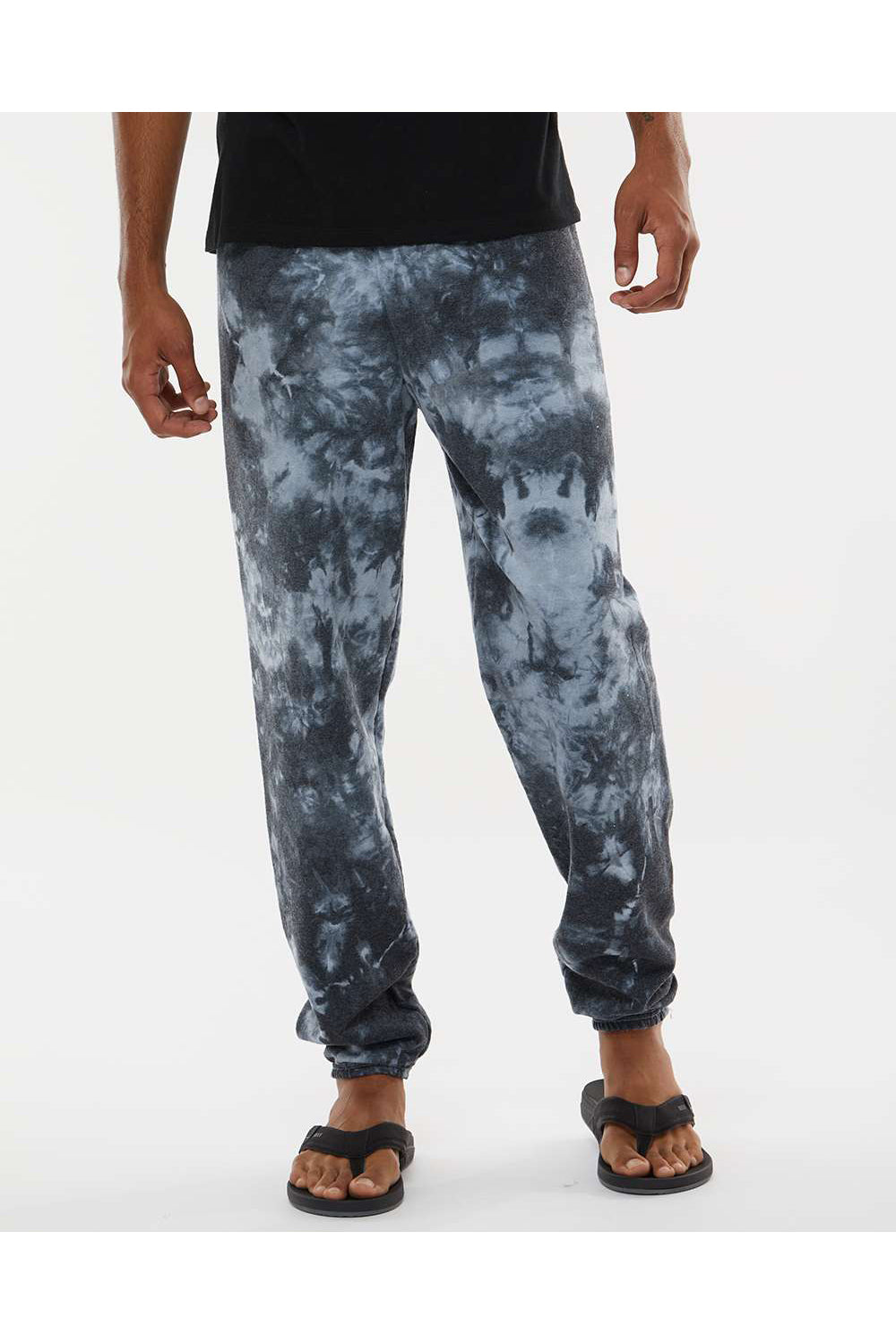 Dyenomite 973VR Mens Dream Tie Dyed Sweatpants Black Crystal Model Front