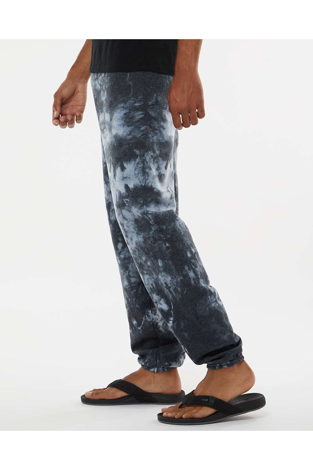 Dyenomite 973VR Mens Dream Tie Dyed Sweatpants Black Crystal Model Side