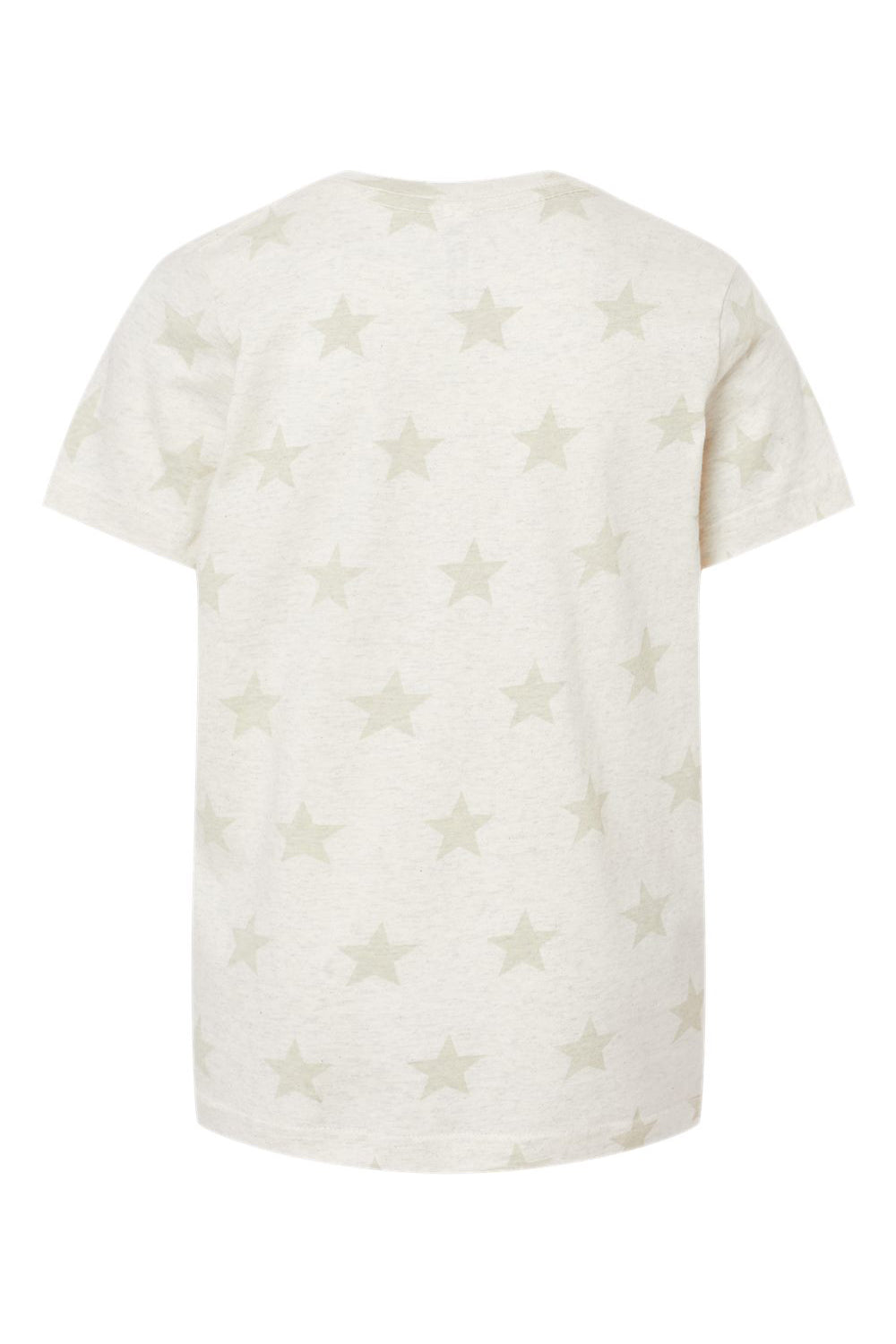 Code Five 2229 Youth Star Print Short Sleeve Crewneck T-Shirt Heather Natural Flat Back