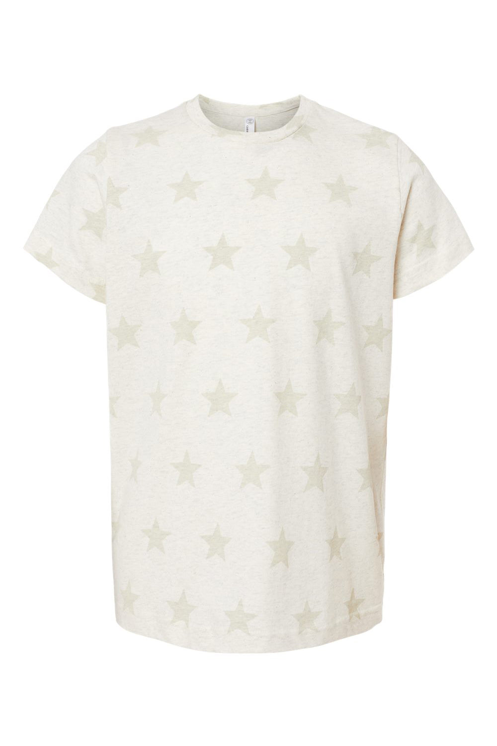 Code Five 2229 Youth Star Print Short Sleeve Crewneck T-Shirt Heather Natural Flat Front