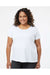 LAT 3816 Womens Curvy Collection Fine Jersey Short Sleeve Crewneck T-Shirt Blended White Model Front