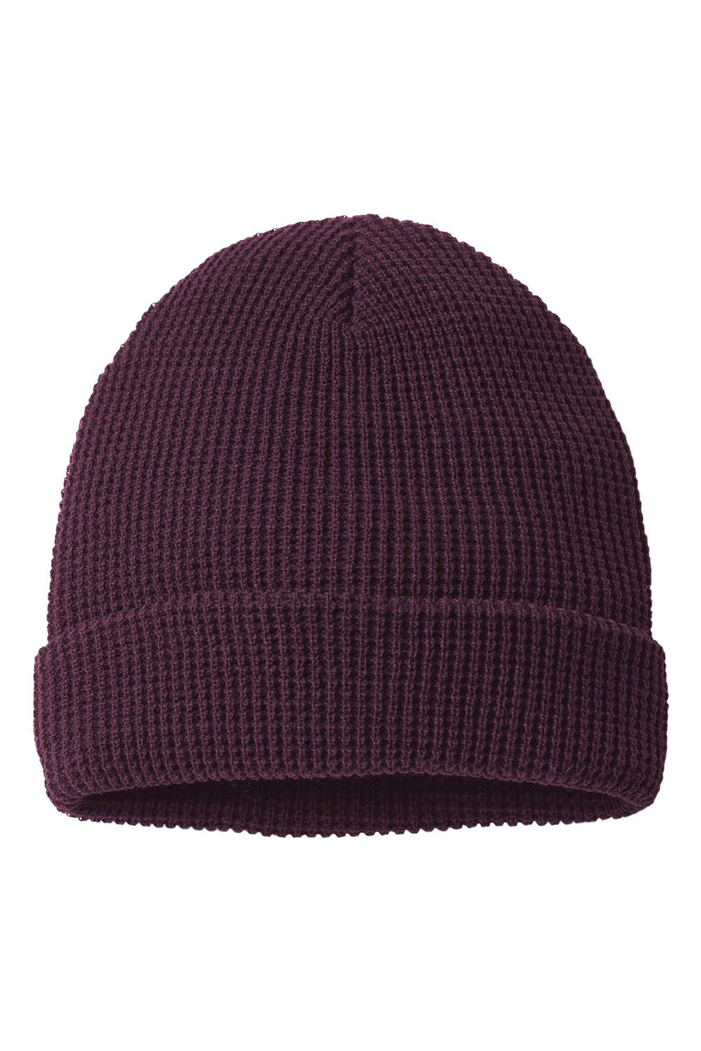 Richardson 146R Mens Waffle Cuffed Beanie Burgundy Flat Front