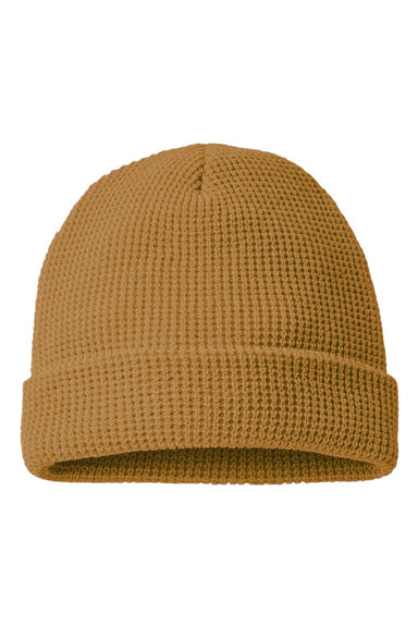 Richardson 146R Mens Waffle Cuffed Beanie Camel Flat Front