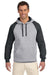 Jerzees 96CR Mens NuBlend Pill Resistant Fleece Hooded Sweatshirt Hoodie w/ Pouch Pocket Oxford Grey/Black Model Front